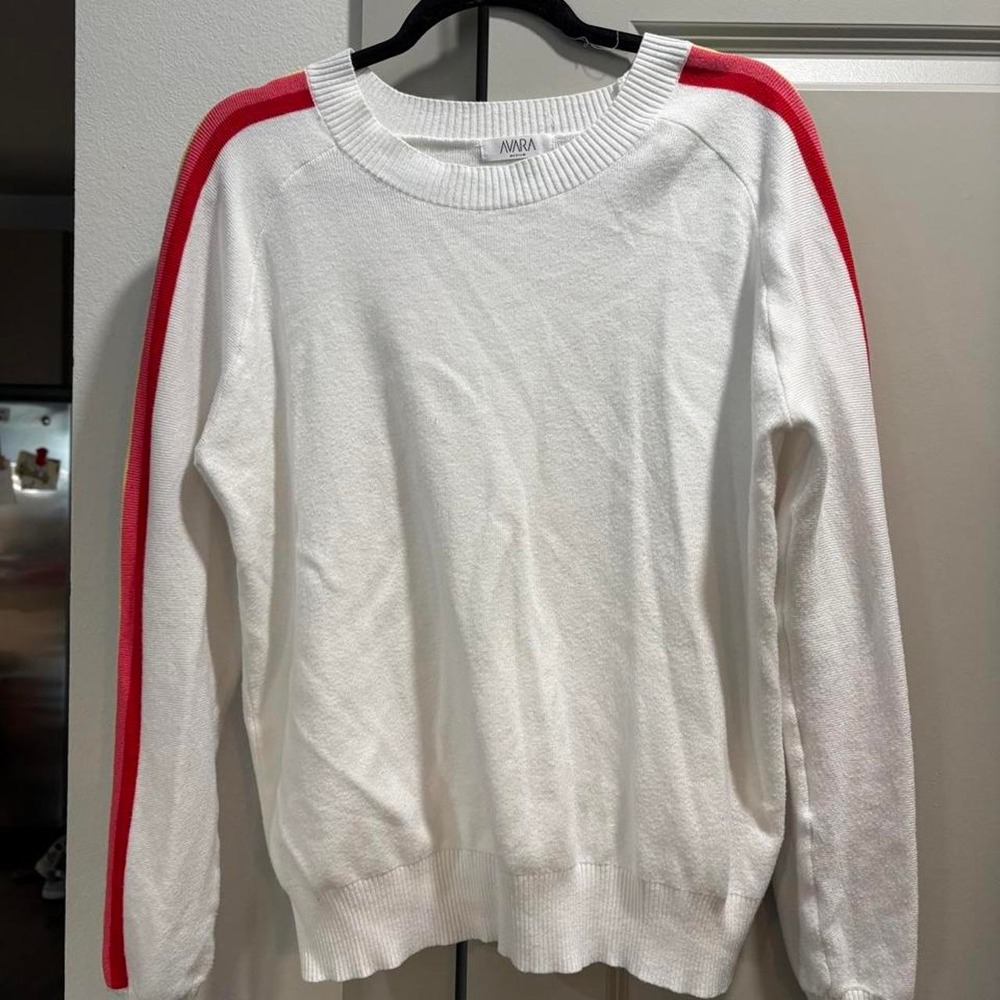 Avara White Sweater with Rainbow Detailing
